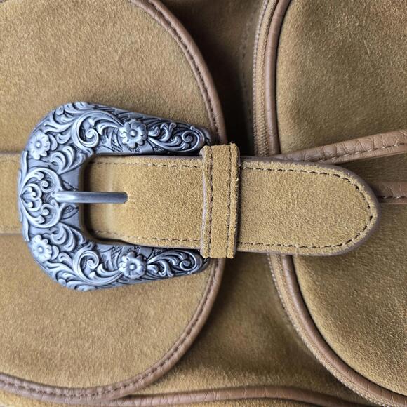 DSI America Backpack Style Suede Leather Purse with Western Buckle Detail - Picture 7 of 9